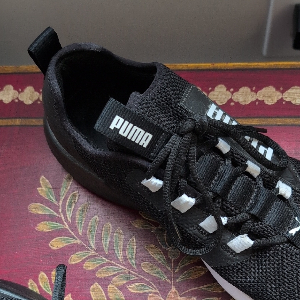 Puma Black and White Knit Runner Sneakers - Picture 5 of 6